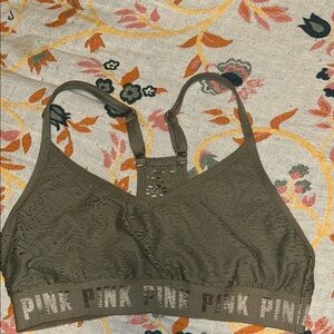 PINK Victoria's Secret Olive Green Lace Bralette
